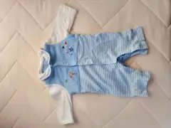 ベビー服 水色と白のストライプ 50-60cm