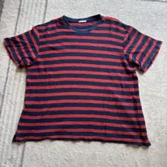 ネイビーとレッドのストライプTシャツXLサイズ