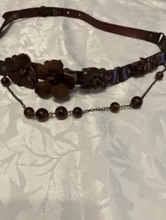 インゲボルグ　ブラウンレザーフラワーベルト