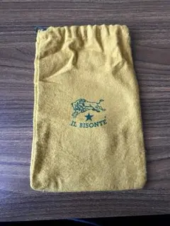 IL BISONTE マスタード 巾着袋 約22cm x 15cm
