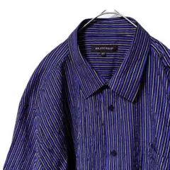 BRITCHES 半袖シャツ ゴルフ ストライプ青ネイビー ビッグサイズ 2XL