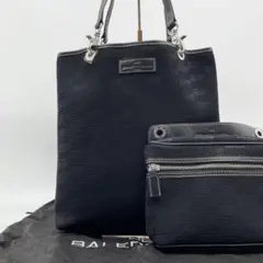 未使用級✨バレンシアガ 2way キャンバス レザー BBロゴ トートバッグ 黒