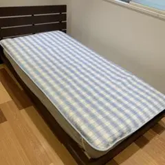 新品　チェック柄　高島ちぢみ　敷きパッド　ブルー　ダブル