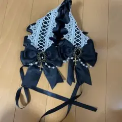 ヘッドドレス 黒 十字架 リボン