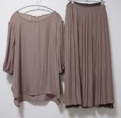 【自由区L】セットアップ マットサテン ブラウス＆リバーシブルスカート 46