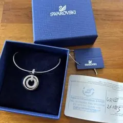 美品　Swarovski ダブルリング ネックレス　箱付き