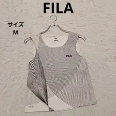FILA 幾何学模様 ノースリーブタンクトップ M 白 総柄 カジュアルスポーツ