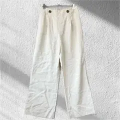 良品☆しまむら mysa 田中里奈 白 ワイドパンツ L リネンパンツ ゴムパン