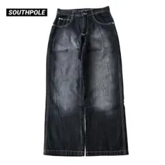 SOUTHPOLE buggy wide black denim w29