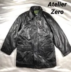 【ATELIER ZERO】牛革 カウレザーシングルライダースジャケット 黒 L vintage】牛革 カウレザーシングルライダースジャケット リブ