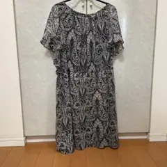 23区　シフォンワンピース　ペイズリー柄　ウエストゴム仕様　サイズ44