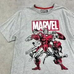 MARVEL　ヒーローズ　マーベル　アメコミ　半袖Tシャツ　古着　杢グレー　M