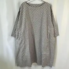【極美品】45R ドット柄 コットン ロングワンピース