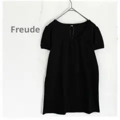 【Freude】レース袖半袖 Tシャツ　 ブラック　新品未使用　Ｍサイズ