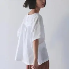 無印 良品 ヘンプ　コットン　半袖ブラウス 白 　M