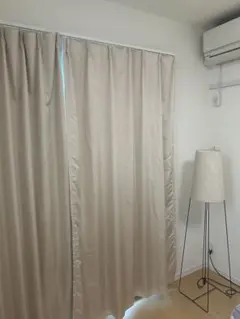 ベージュ ドレープカーテン メッシュカーテン セット　180cm✖︎100cm✖︎2