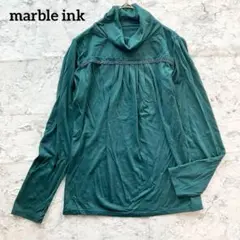 【マーブルインク】タートルネック ギャザーカットソー グリーン 緑 薄手