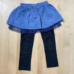 デニム風スカート付きレギンス 80