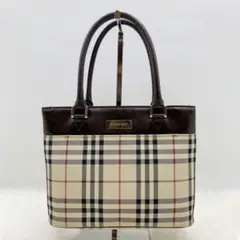 バーバリー ミニハンドバッグ ノバチェック キャンバス レザー ロゴプレート