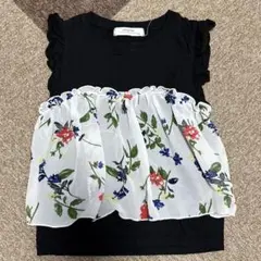 キッズ 120cm☆花柄フリル付きTシャツ