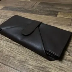新品 ガバッと開いて出し入れ楽々な長財布 スリムレザーロングウォレット茶オレンジ