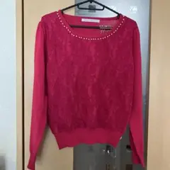 PREMIUM BELIEVE ピンクレースニット 長袖