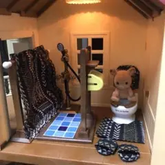 ミニチュアトイレセットA シャワー カーテン　シルバニアファミリー