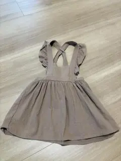ブラウン フリル付きジャンバースカート