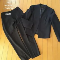 HK WORKS LONDON ノーカラーセットアップ ネイビー LLサイズ HK WORKS LONDON ノーカラージャケット ネイビー婦人Lサイズ