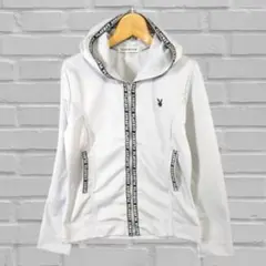 美品☆ PLAYBOY プレイボーイ パーカー ブルー Mサイズ　b196