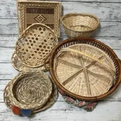 天然素材 手編み バスケットセット