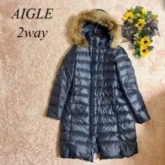 美品エーグル 2wayダウンコート フード ファー着脱可能 Mサイズ