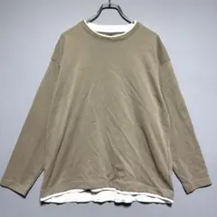ラコレ　美品　レイヤードデザイン ベージュ長袖カットソー　Mサイズ　メンズ