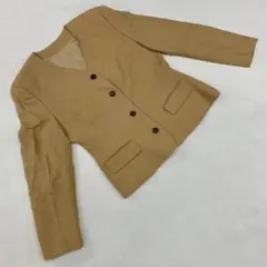 BECAUSE ノーカラー ダブルジャケット ベージュ 長袖 無地 38サイズ