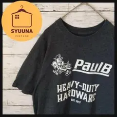 アメリカ古着半袖TシャツPaulBビッグプリントHEAVY-DUTY Lグレー