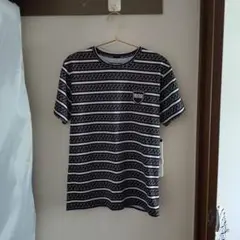 SY32 ストライプ　ドライTシャツ　ブラック