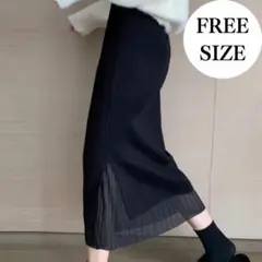 【2点限定】ロングスカート　ハイウエスト　レース　レディース　ブラック　秋冬