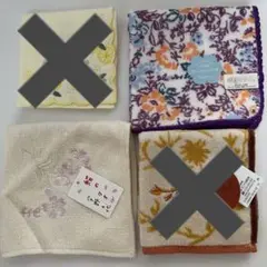 花柄と刺繍のハンカチ2点セット