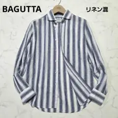 美品⭐️バグッタ ワイドカラー 太ストライプリネン混シャツ イタリア製 39