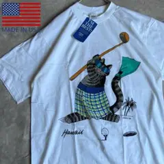 未使用 タグ付 90's アメリカ製 クリバンキャット ハワイ 猫 ゴルフ 春夏