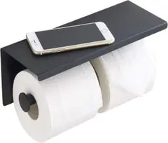 トイレットペーパーホルダー 2連 棚付き 紙巻器 壁取り付けネジ