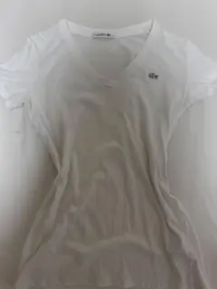 LACOSTE ホワイト Vネック Tシャツ Sサイズ