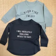 新品 ベビーロゴTシャツセット90cm グリーン ブラック ベルメゾン
