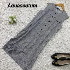 Aquascutum アクアスキュータム ストライプ ノースリーブワンピース