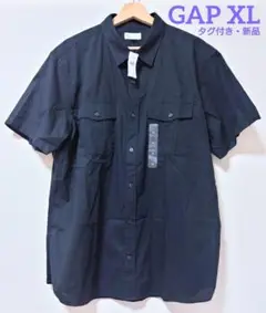 タグ付き 新品 GAP XL ショート スリーブ ブラック コットン シャツ