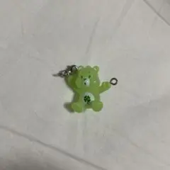 ケアベア緑色ストラップ　ガチャガチャ