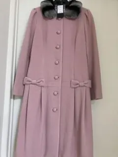 Rene ルネ❤︎レッキスファー付ウールアンゴラコート ピンク
