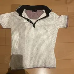ドット柄ホワイトポロシャツ Mサイズ