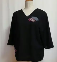 着物リメイク　喪服の夏物絽からのアップリケブラウス