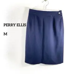 PERRY ELLIS タイトスカート ビジネスフォーマルM ネイビーb165③